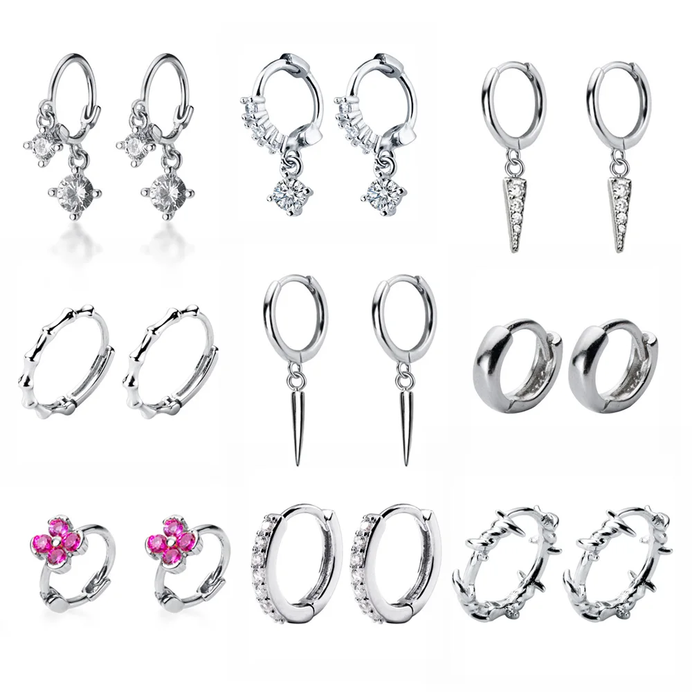 Stud-Earrings Hanging Cross 925-Sterling-Silver Heart Small Charm Star Women New