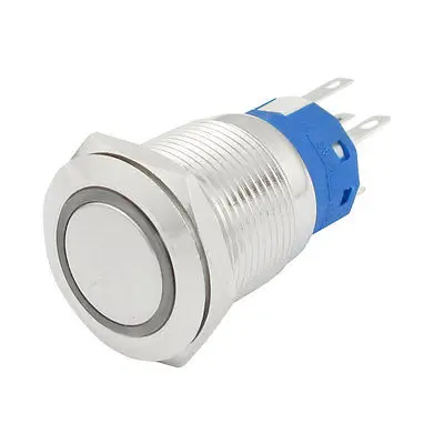 

19mm 24VDC Green Ring LED Momentary Push Button Switch 1NO 1NC