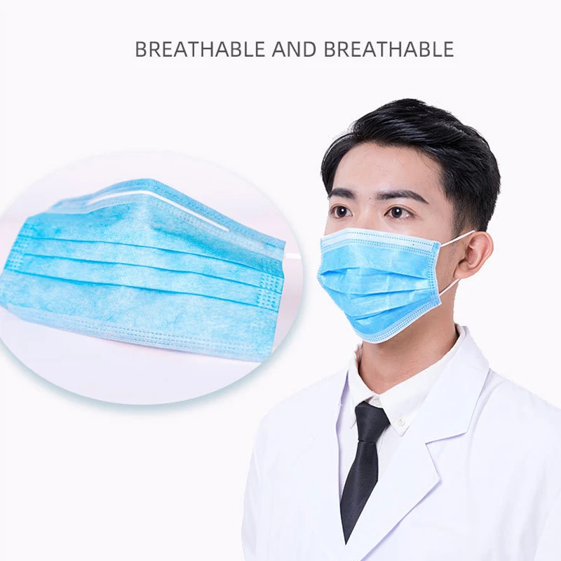 

Anti Dust Mask 3 Layer Non Woven Mouth Face Mask Anti-Pollution Meltblown Cloth Earloops Masks 50pcs
