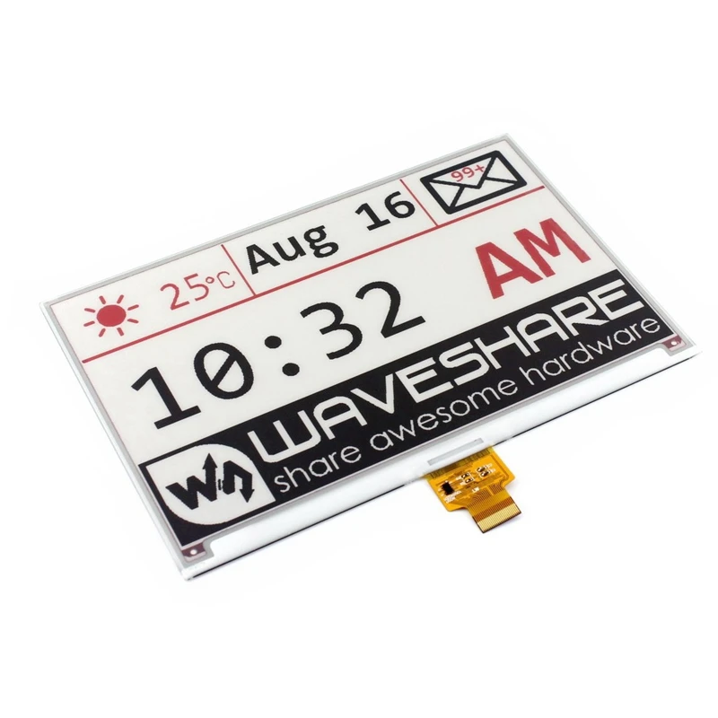Waveshare 7,5 дюймовый E-Ink Raw дисплей 640X384 E-paper Красный черный и белый трехцветный дисплей, SPI интерфейс, без PCB
