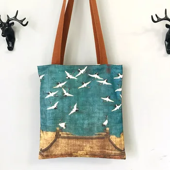 

Guofeng Ruihe figure one shoulder back diagonal bag thick printing retro college wind cloth bag niche bag