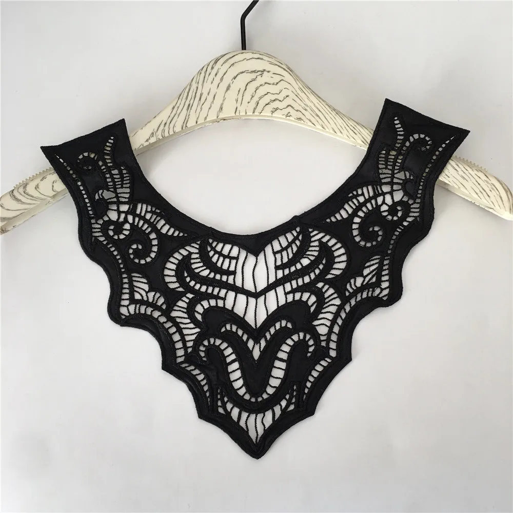 Новое поступление черная бархатная ажурная вышивка воротника кружевной вырез