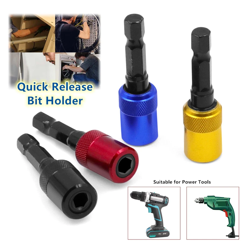Red Screwdriver Bit Holder CONSTR Hardware,Quick Release Magnetic 1//4inch Hex Shank Screwdriver Drill Bit Holder Hand Tool