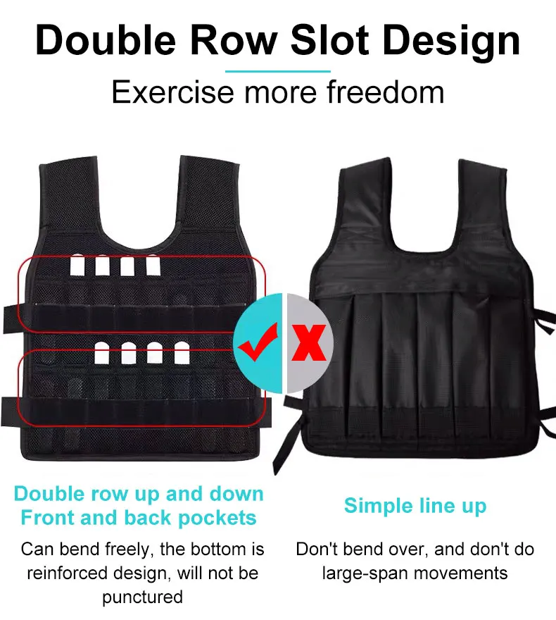 20kg 50kg Loading Weighted Vest Adjustable Exercise Training Fitness Jacket Gym Workout Boxing Vest Fitness Waistcoat weighted vest