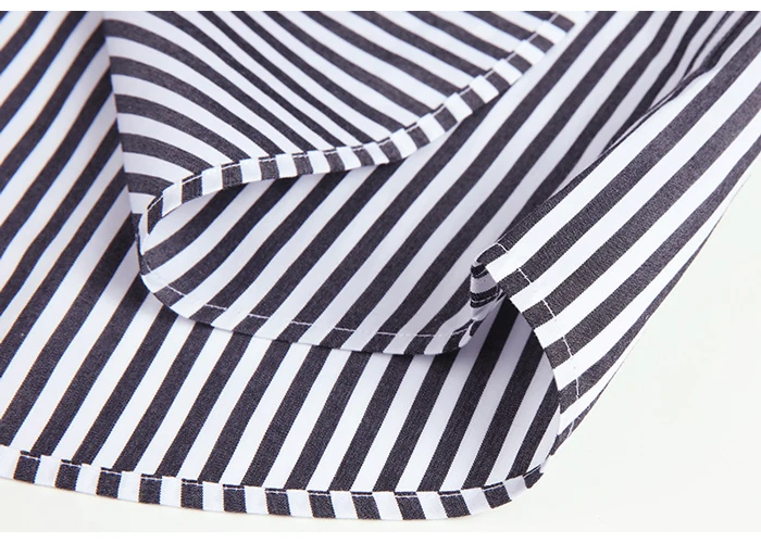 Men's Non-Iron Long-Sleeve Striped Dress Shirt Pocketless Design Comfortable 100% Cotton Business Casual Standard-fit Shirts
