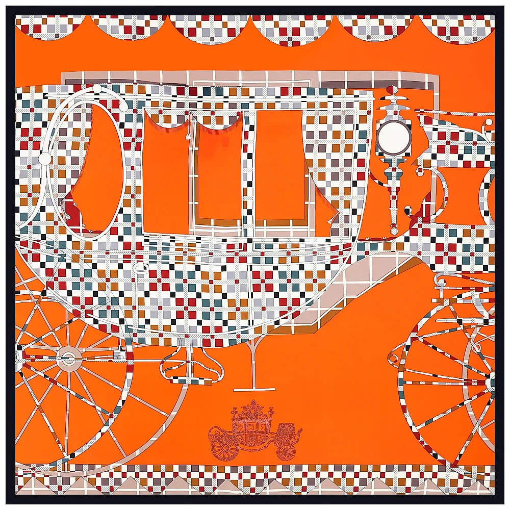 

130cm Twill 100% Silk Square Scarf Brand Scarf Women Shawl Fashion Design Plaid Carriage Bandana Kerchief Scarves