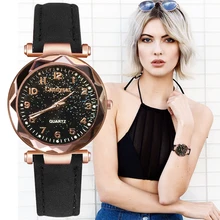 Женские модные часы, дешевые, звездное небо, женские часы-браслет, повседневные, кожа, кварцевые наручные часы, часы, Relogio Feminino D7