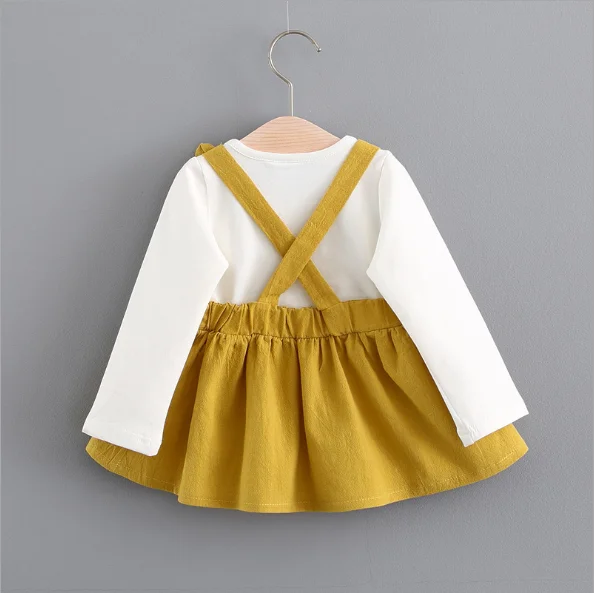 Новая Осенняя детская одежда милое платье с кроликом для девочек цельнокроеное платье принцессы для малышей