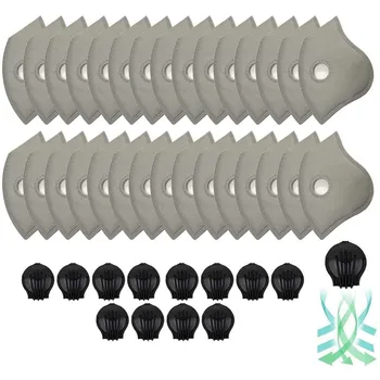 

30+12PCS Filter and Breathing Valves face Mask Replacement Activated Carbon PM2.5 Anti-Pollution Protection Face Mask