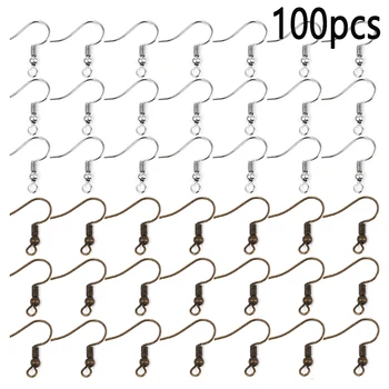 

100pcs Earring Hooks Clasps Earwire French Wire Silver Bronze 20x17mm Earring Base Jewelry Making Earwire Accessories