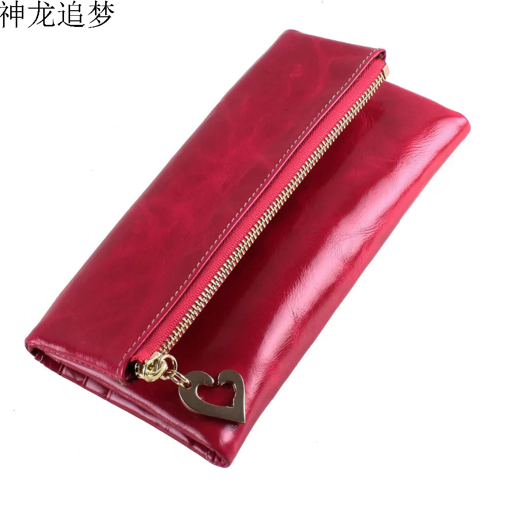 

Genuine Leather Women clutches wallet Famous designer leather wallet and purse ladies cell phone bag long Money Price Heart