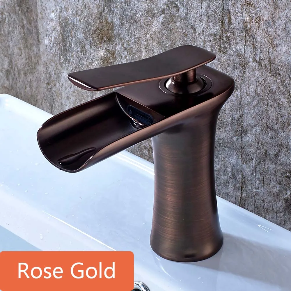 Rose Gold Смеситель для раковины Кран для раковины, кран для ванной комнаты с одной ручкой, кран для горячей и холодной воды, кран для раковины, кран на бортике, кран Torneira - Цвет: Rose Gold