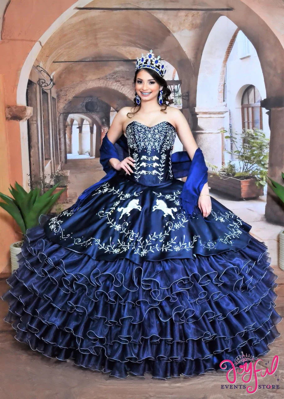 navy blue charro quinceanera dresses