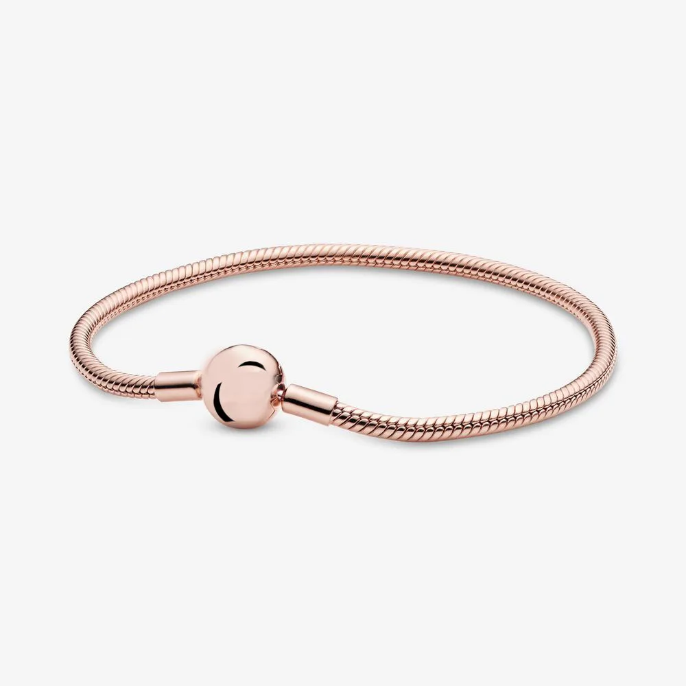 rose gold-052 Высокое качество, 17 см-21 см, 6 стилей, 925 серебряный браслет-цепочка в виде змеи, сделай сам, браслет-цепочка из бисера для женщин, новые модные ювелирные изделия - Окраска металла: rose gold-052