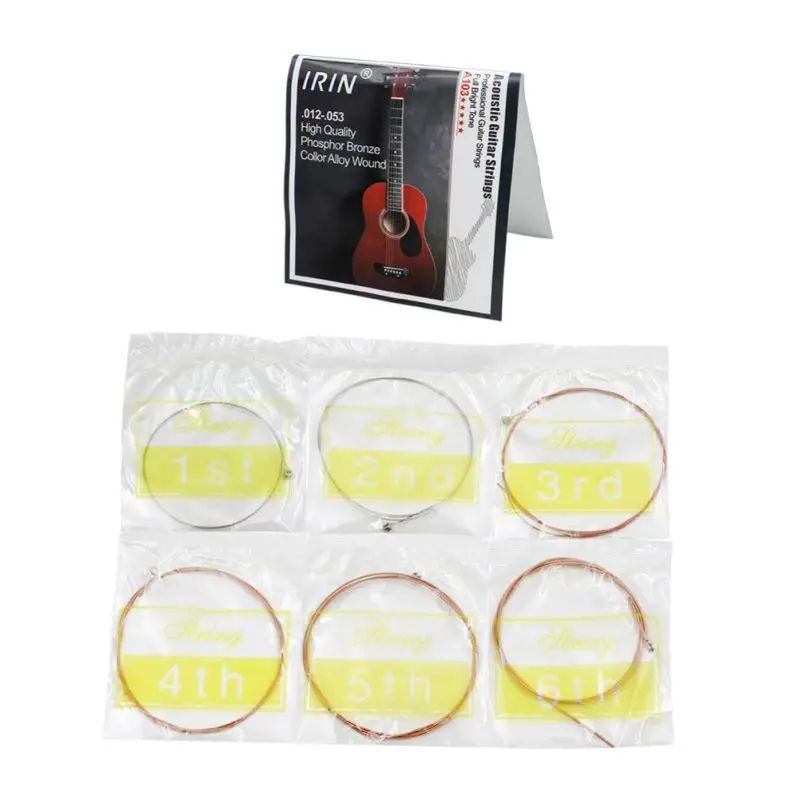 

6pcs/set Guitar Accessories Practical Durable Acoustic Folk Guitar Strings Steel Wire Replacement Parts