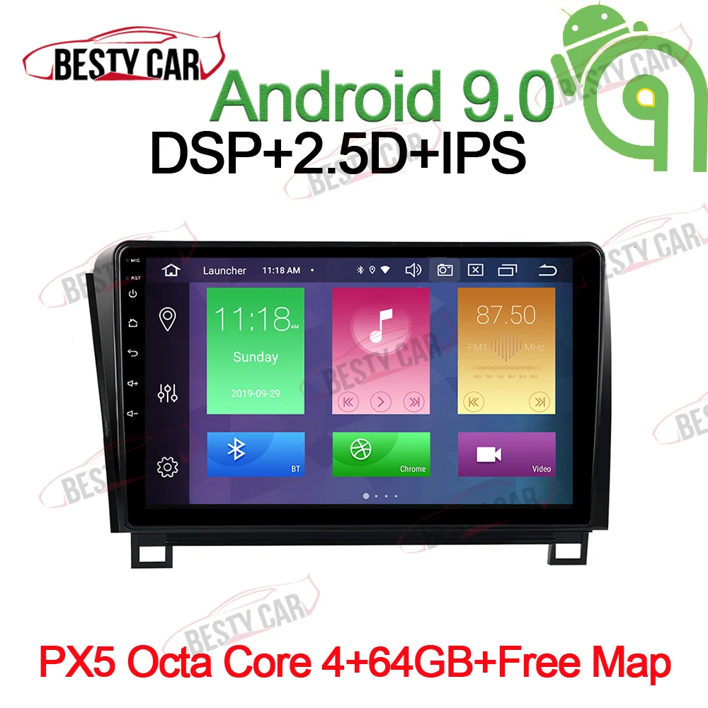 PX5-B-4-64GB-DSP 10," Android 9,0 Автомобильный мультимедийный плеер Радио стерео для Toyota Tundra 2007-2013 Sequoia 2008- gps навигация wifi MP3 DSP - Цвет: PX5-B-4-64GB-DSP
