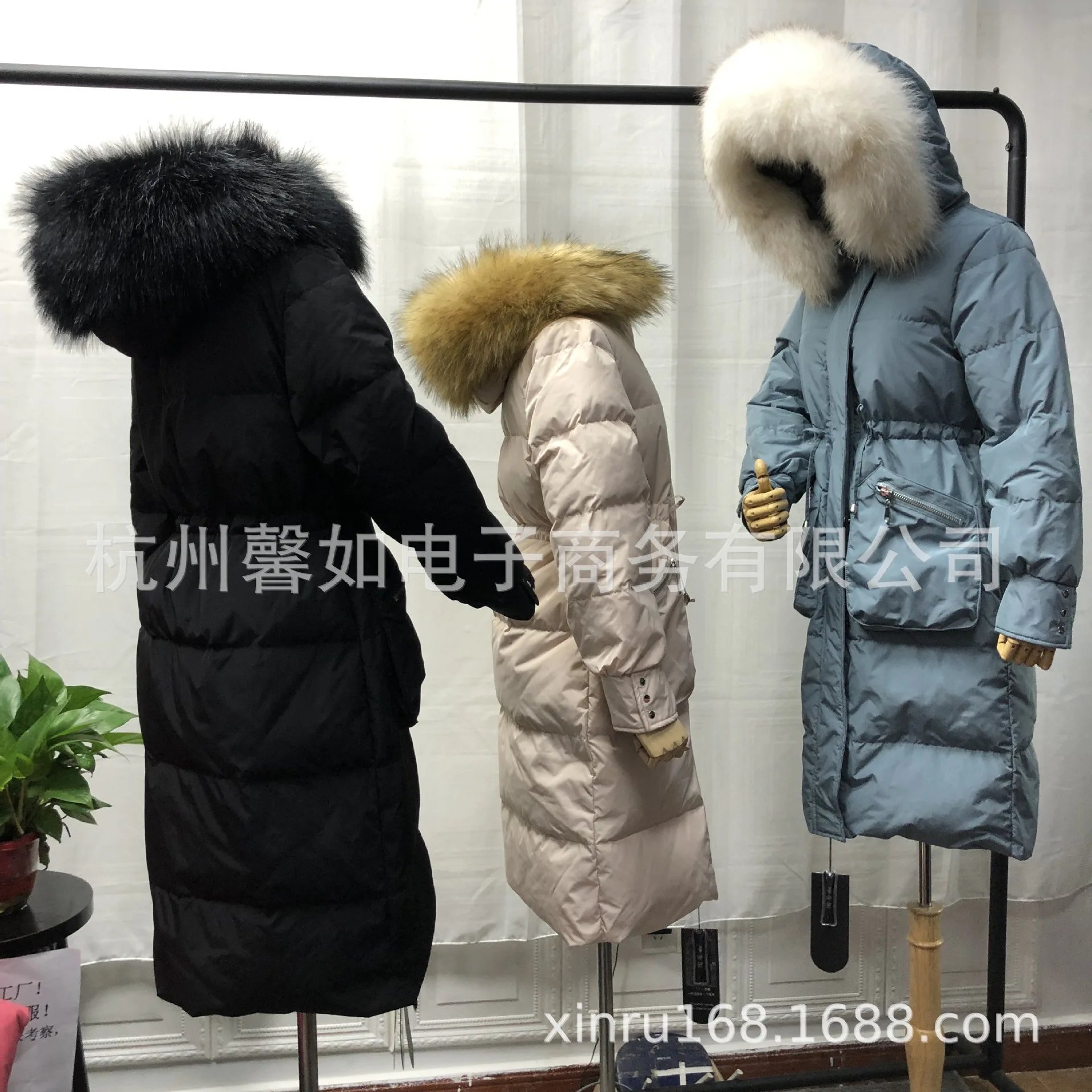 Новые продукты корейский стиль ультра большой меховой воротник меховая одежда стерео карман стиль женский пуховик Женская средней длины