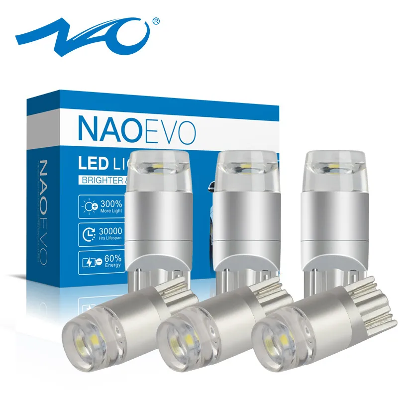 Светодиодная лампа NAO 6x T10 W5W для салона автомобиля светодиодная DRL 3030 SMD 194 168