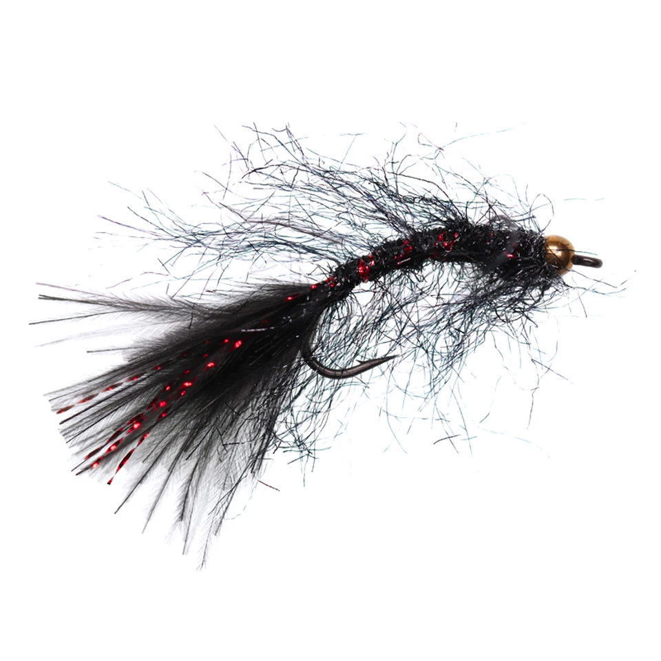 Fishing Lures - 4PCS #6 Brass Bead Head Blood Sucking Black Leech Fly Trout  Fly Fishing Leech Streamer red Flasher Tail Fly Fast Sinking : :  Sports & Outdoors