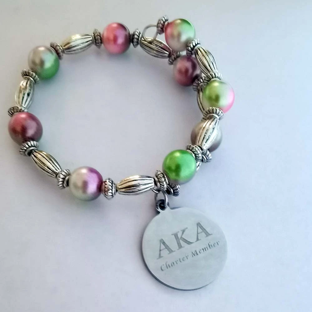 Joyería de acero inoxidable de Sorority IVA, con abalorios perlas, hecha a griega|Pulseras de amuleto| - AliExpress