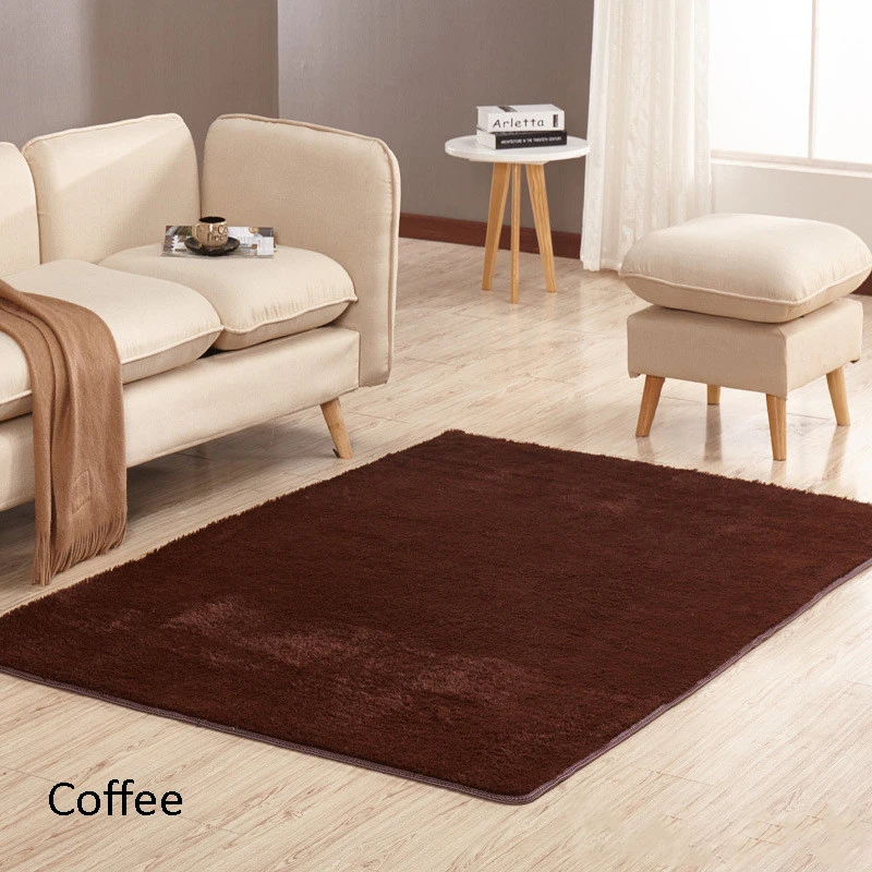 Coffee Нескользящий мягкий короткий плюшевый ковер современный Впитывающий Коврик для гостиной коврик для кофейного столика Подушка для спальни Пушистый Коврик для йоги A006A - Цвет: Coffee