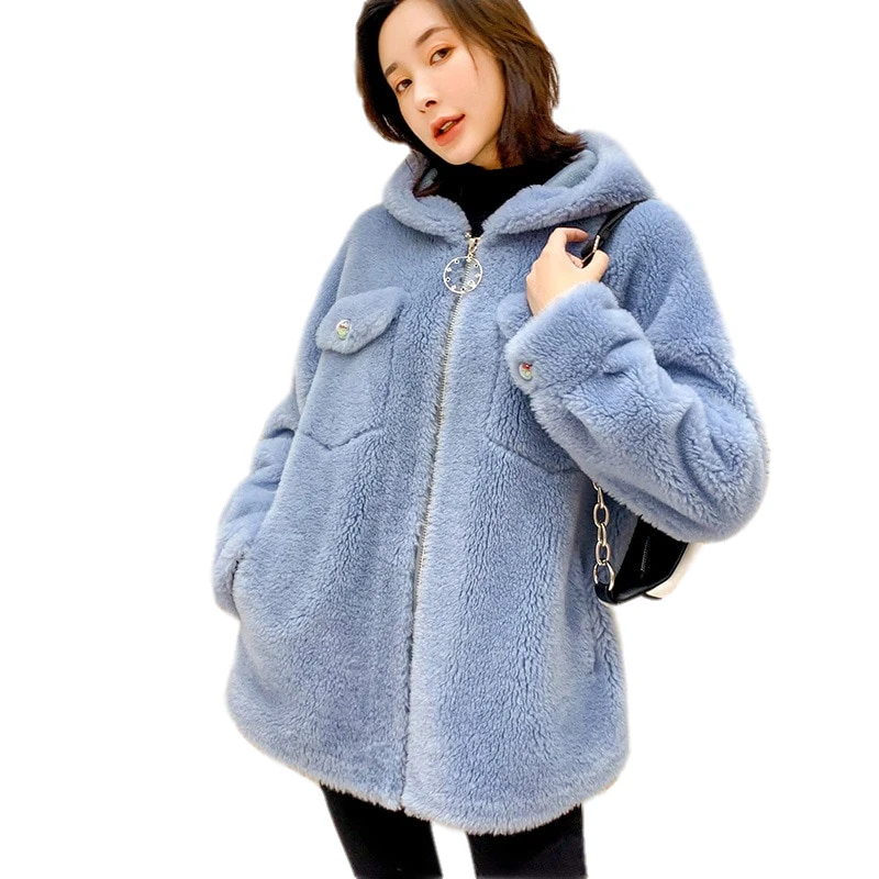 Пальто из натурального меха, женское корейское зимнее пальто из овечьей шерсти, Женская шерстяная куртка, женская одежда, Manteau Femme, N-69221, YY1162