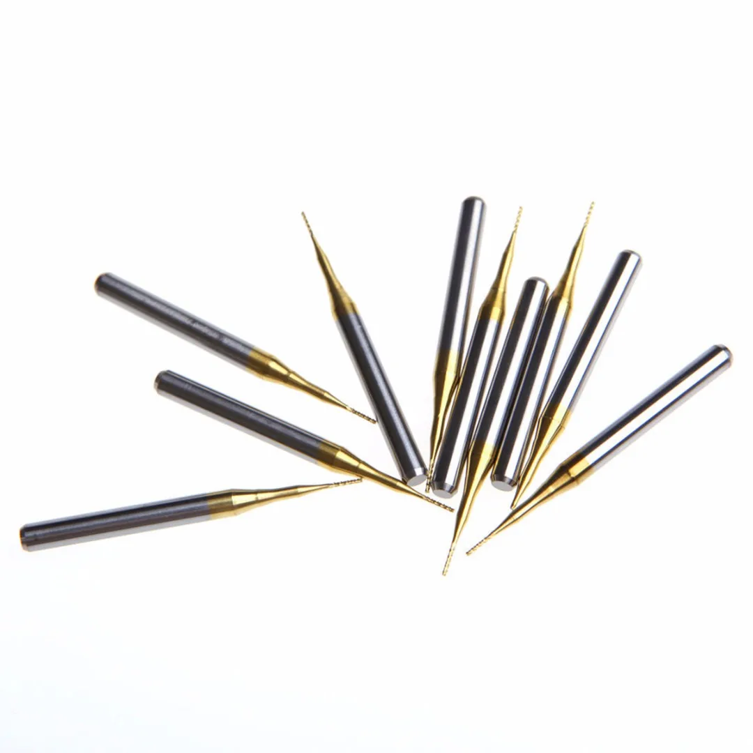 DWZ 10pcs New Titanium Coat Carbide 3.175x0.5mm End Mill Engraving Bits CNC Cutters