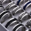 20pcs/lot Cool Spinner Chain Titanium Steel Rotatable Rings For Women Men Jewelry Party Gifts Mix Color Wholesale 3