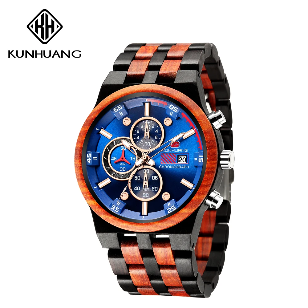 

Mens watch Wooden Red Sandalwood Watch Relogio Masculino Luxury Chronograph Military Watches Anniversary Male Clock Reloj Hombre