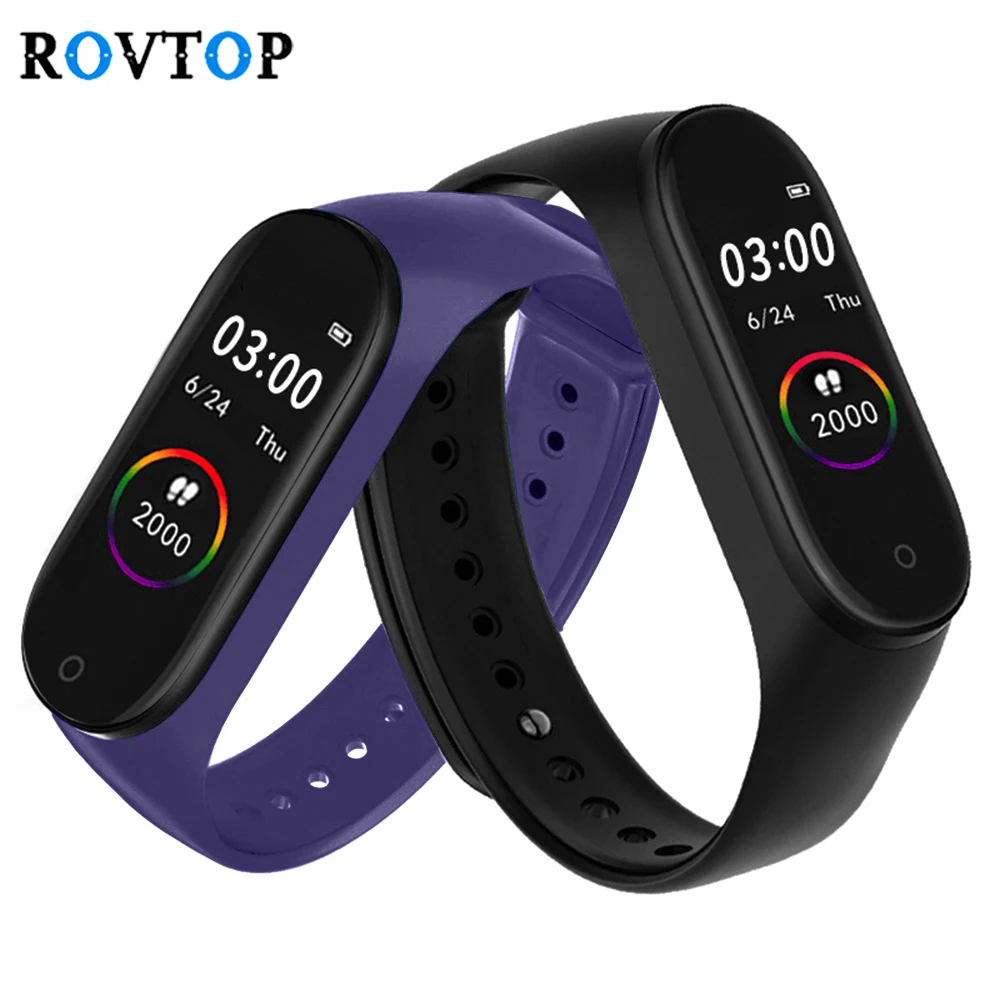 

Rovtop Smart Watch Wristband M4 Blood Pressure Heart Rate Monitor Fitness Tracker Waterproof Bracelet 4 Watch for IOS Android