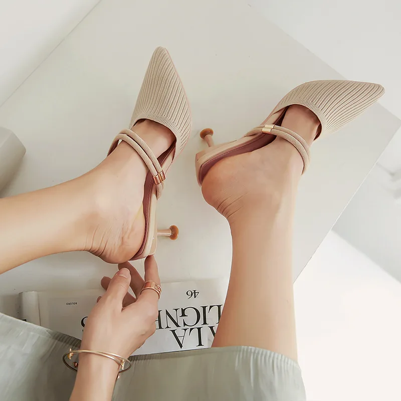 

1919-5 Rubber Anti-slip Socks 2019 New Style Closed-toe Girly Style Drag Lazy WOMEN'S Socks Seed High Heel Shoes 5.5 Cm