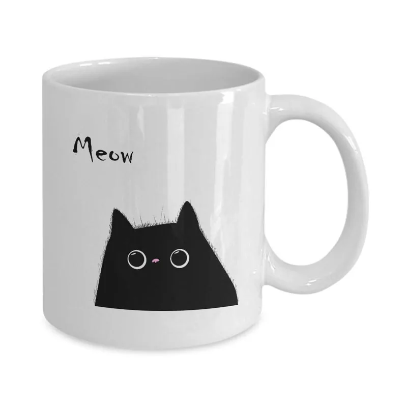 coffee mug Мяу Кошка любовник кружка-черный Кот кофе чашка подарок для женщин и девочек - Цвет: coffee mug