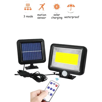 

100 LED solar Lights Outdoor Motion Sensor Wall Sconces Light with Remote Control Lamp Security Lighting For Garden Wall seperab
