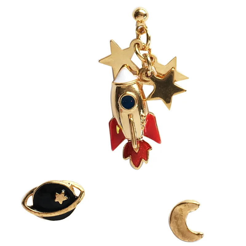 10 компл./лот модные трендовые ювелирные соединители детали металлическая Глянцевая ракеты серьги планета