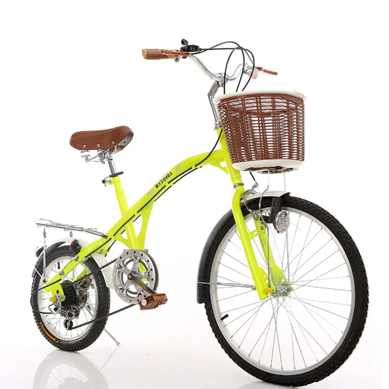 Высокое качество Для женщин велосипедов Ретро 16/24 дюймовый велосипед, способный преодолевать Броды для девушек 6-Скорость переменной светильник велосипеда пассажиров студентов велосипед - Цвет: yellow