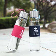 Креативные стеклянные бутылки для воды, герметичные, для путешествий на открытом воздухе, чашка для воды, кофейная чашка, посуда для напитков, прозрачные бутылки для напитков, спортивные бутылки