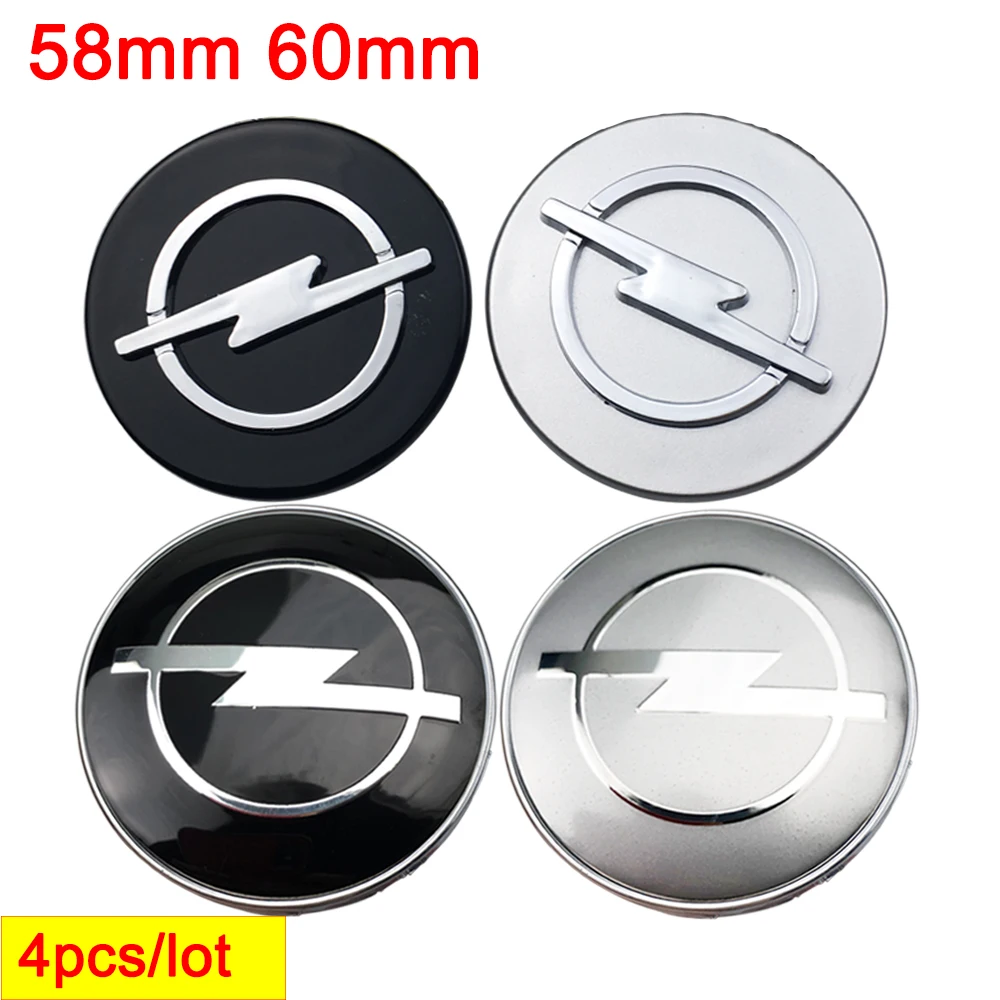 

4pcs/lot black silver 58mm 60mm OPEL Electroplate ABS auto car Wheel Hub Caps cover Emblem Badge Chrome OPEL wheel Center Cap
