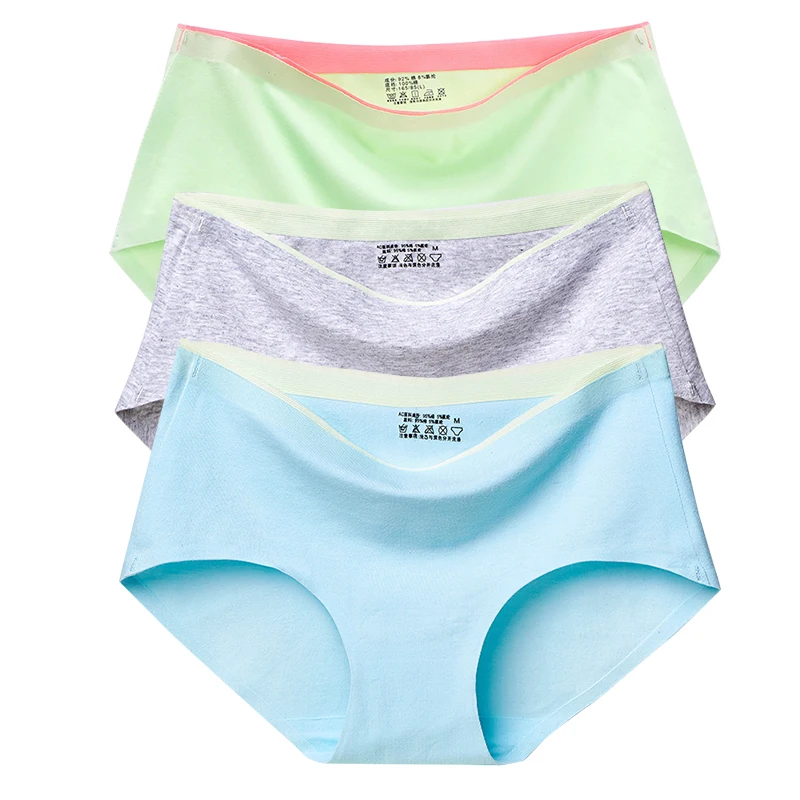 

Women Soft Seamless Panties Comfort Briefs Lingerie Breathable Mid Waist Underwear Female Underpants 3pcs/lot #F