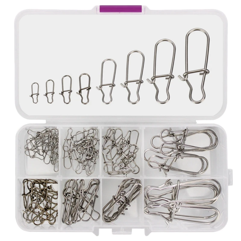 100Pcs Hooked Snap Pin Fishing Swivel Stainless Steel Bait Connector Tackle Tool Accessories Pesca | Спорт и развлечения