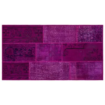 

Handmade Fuchsia Vintage Overdyed Patchwork Area Rug 080x150 Cm-2'7''X4'11''