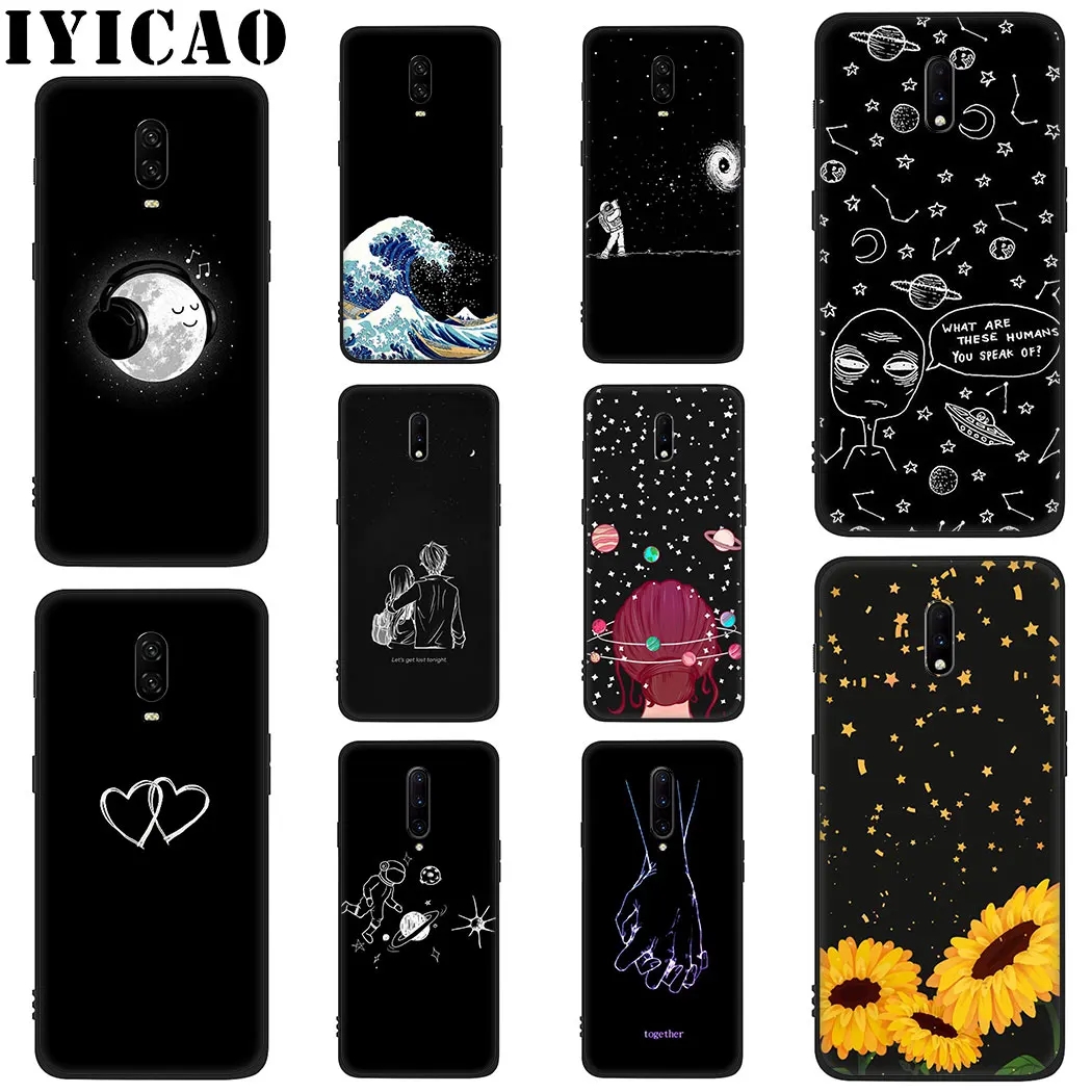 Black white cartoon pattern Soft Silicone Case for oneplus 5 5t 6 6t 7 Pro TPU Cover |