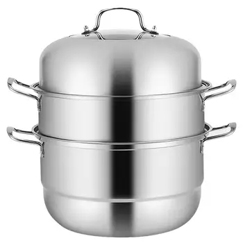 

1pc 28cm Multifunction Stainless Steel Three-layer Steam Pot Storage Container Soup Steam Pot for Home Restaurant Kitchen