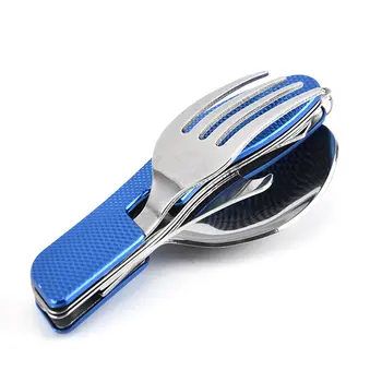 

Outdoor Camping Portable Fork Knife Tableware Tools Folding And Detachable Combined Stainless Steel Fork Knife Travel