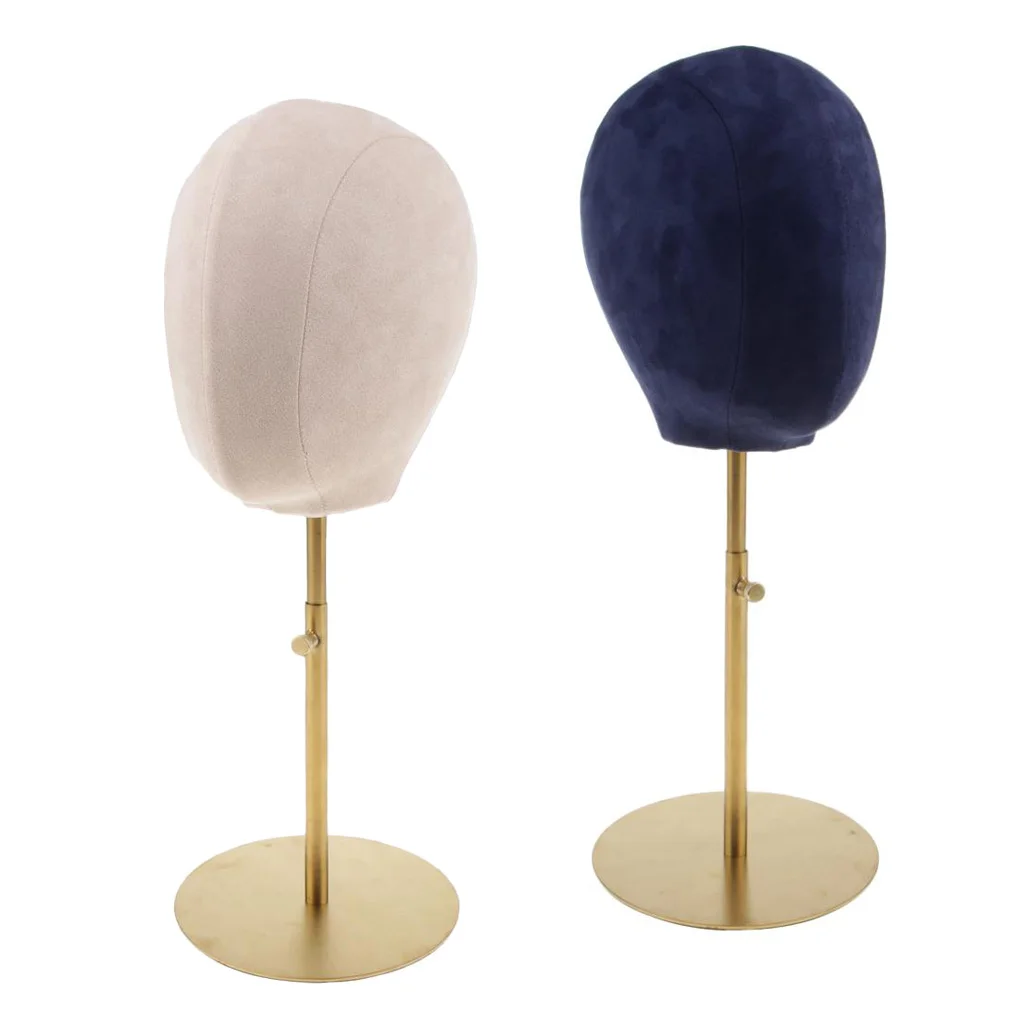 2pcs Velvet Cork Mannequin Head Hat Rack Cap Wig Making Holder Display Stand