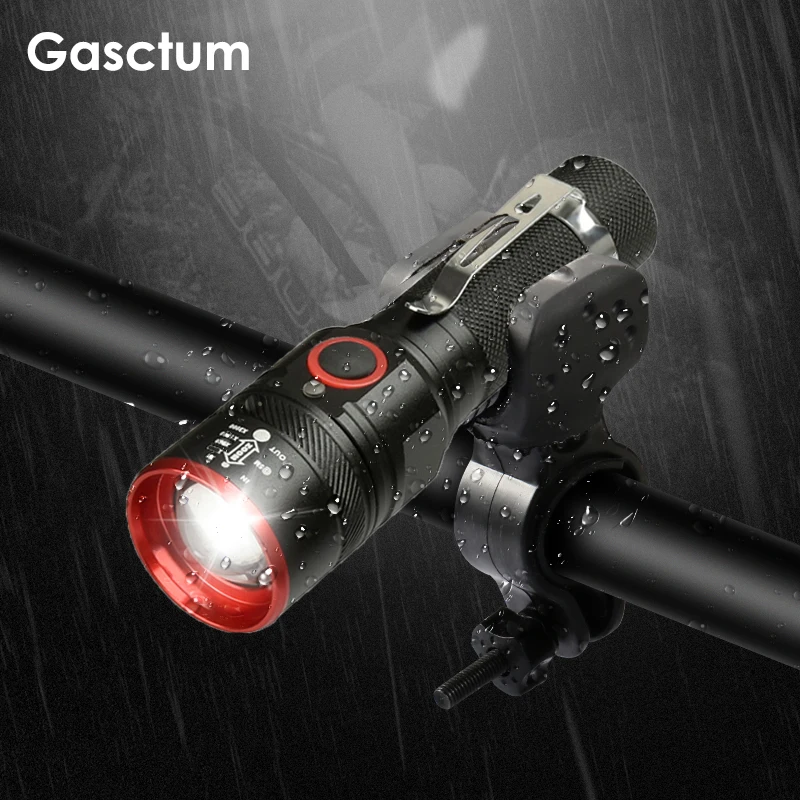 10000 Lumens Bike Light Ultra-Bright Zoom T6 Bicycle Front LED Flashlight Lamp USB Rechargeable Cycling Light By 18650 Battery