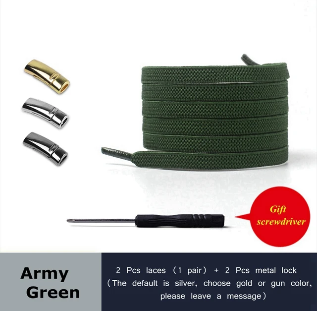 2021 New Magnetic Shoe laces Elastic No tie Shoelaces for Sneakers 24 Color Lazy Shoelace Lock One Size Fits All Kids & Adult Army Green