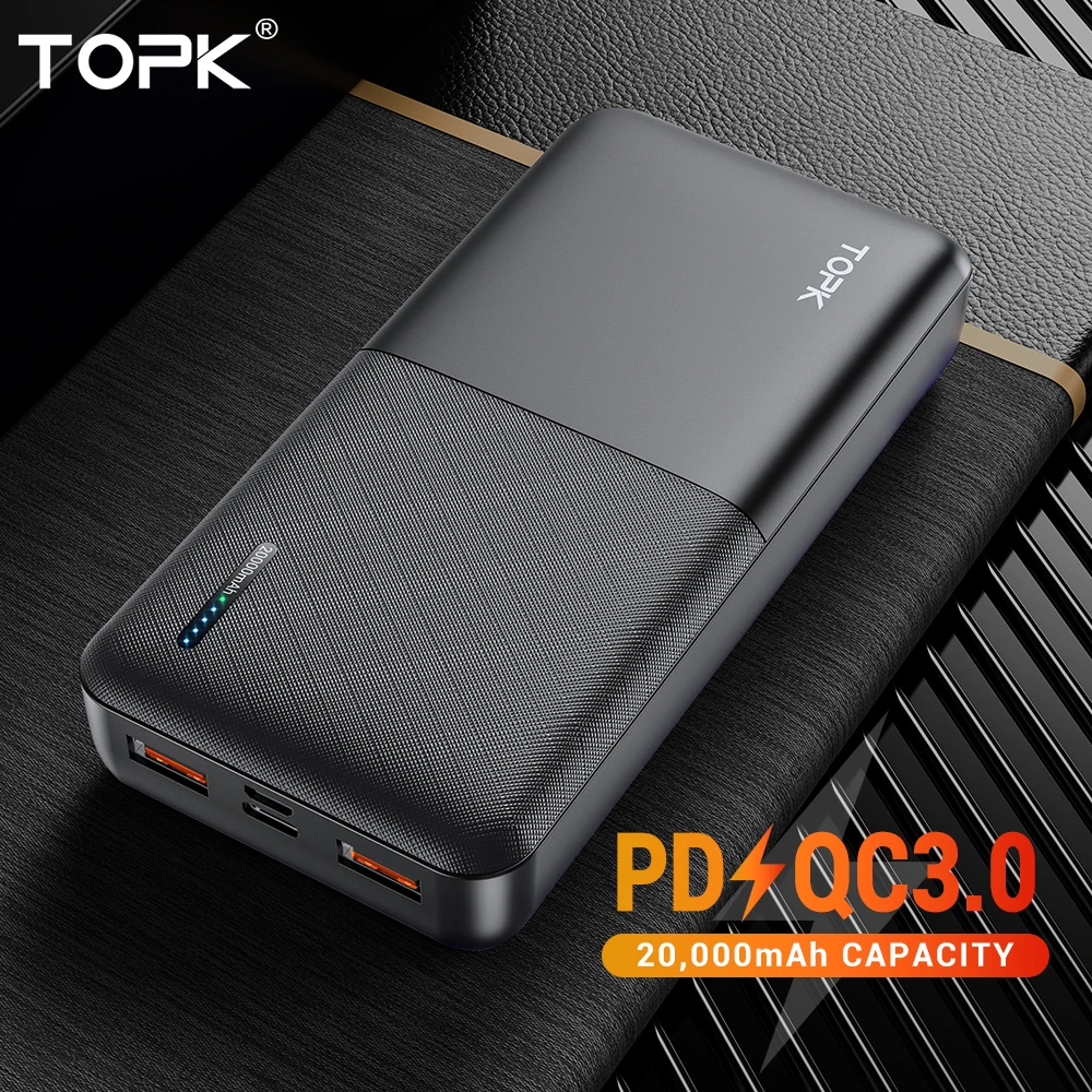 TOPK Power Bank 20000mAh Portable Charger USB Type C PD 3.0 Quick Charge 3.0 Fast Charging Powerbank External Battery for Xiaomi|Power Bank| - AliExpress