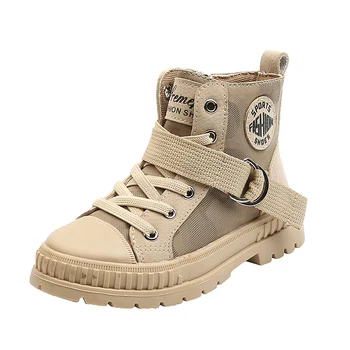 

Children's Martin Boots Rubber Sole Kids Fashion Boots For Big Boys Girls Boots Tide Cool British Design Thin Canvas Fabric