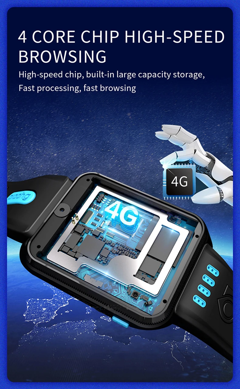  Smart 4G Remote Camera GPS WI-FI Child Student Whatsapp Google Play Smartwatch Video Call Monitor T