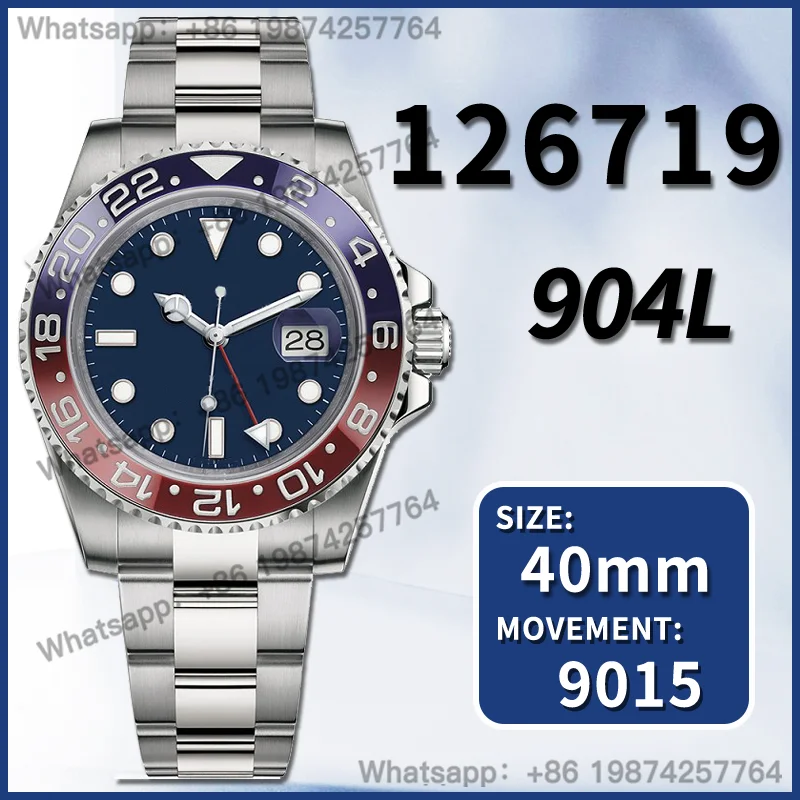 Мужские автоматические механические часы NOOB GMT-Master II 40 мм 126719 BLRO 904L AAA Реплика 1:1